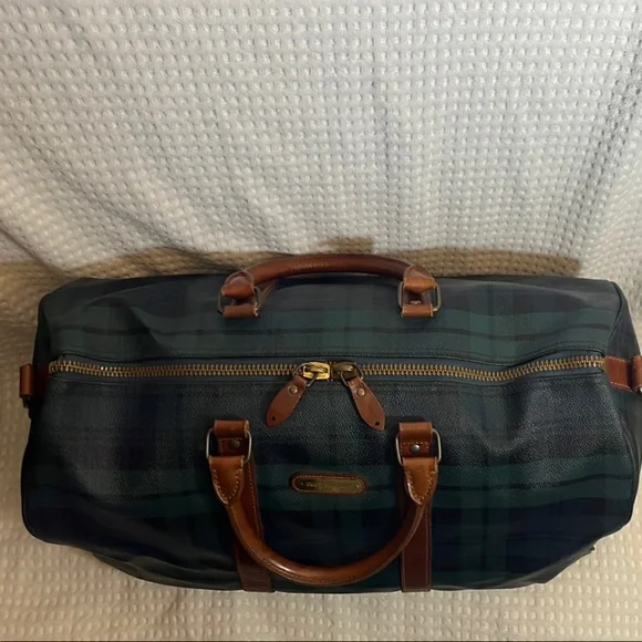RALPH LAUREN Black Watch Plaid Boston Weekend Travel Duffle Doctors Bag 48CM - Picture 6 of 11